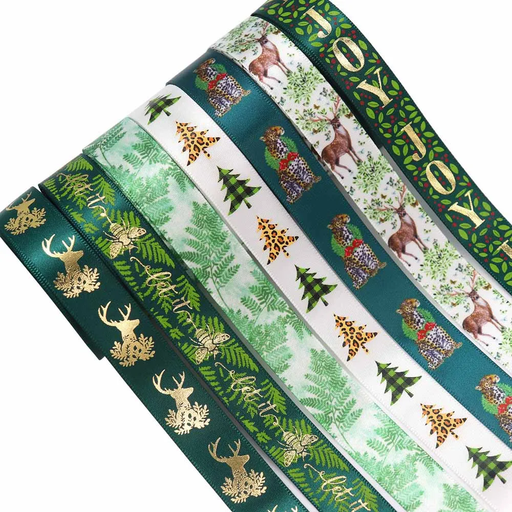 16mm 5Yard Christmas Cartoon Ribbons Ribbing Festival Party Decoration For DIY Bowknot Card Gifts Box Packaging Handmade Decor