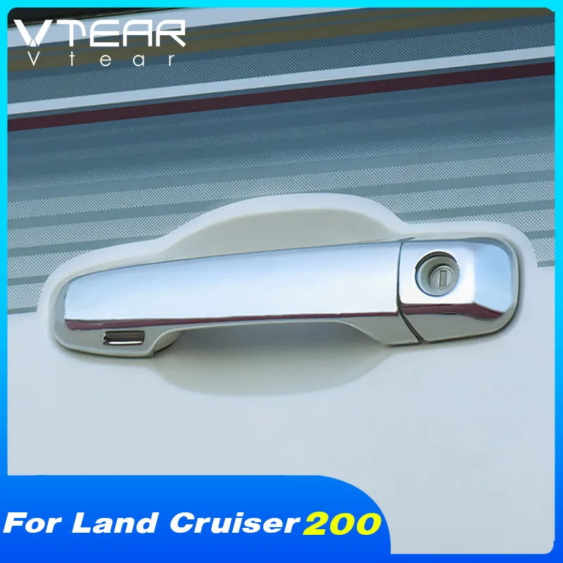 Vtear For Toyota LAND CRUISER 200 car exterior trim door handle cover decoration Anti-scratch accessories ABS frame parts 2020