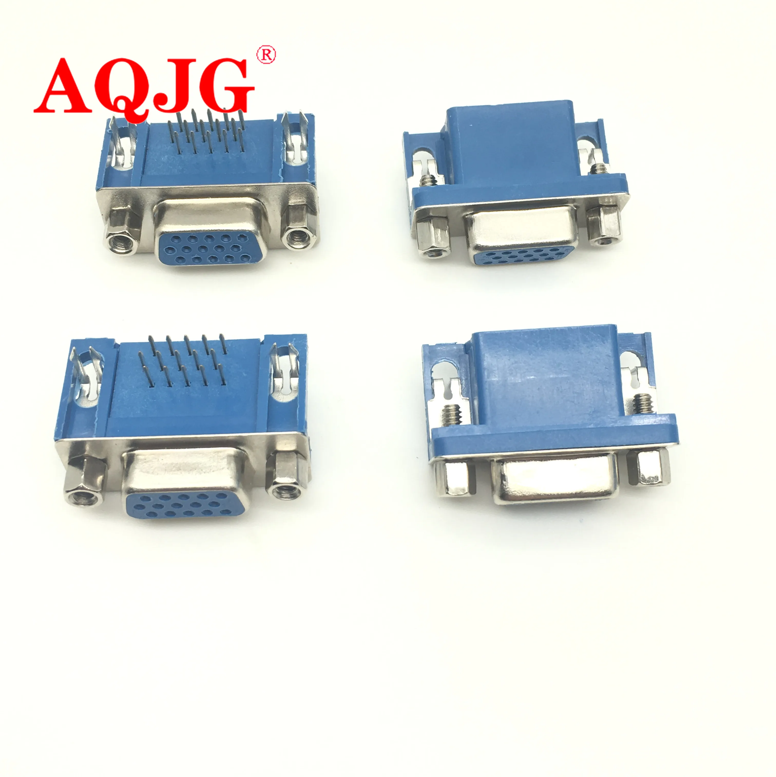 DB15 DR15 FEMALE PCB Mount CONNECTOR RIGHT ANGLE D-Sub 3Rows Blue Parallel Port CONNECTORS 15pin 15 pin VGA socket Adapter 5pcs