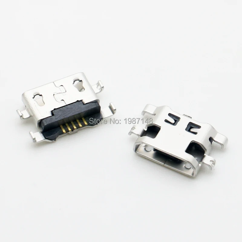 

100pcs Micro USB Connector 5Pin reverse heavy plate 1.2mm Flat Mouth Female For Huawei G7 Alcatel Lenovo Universal Model