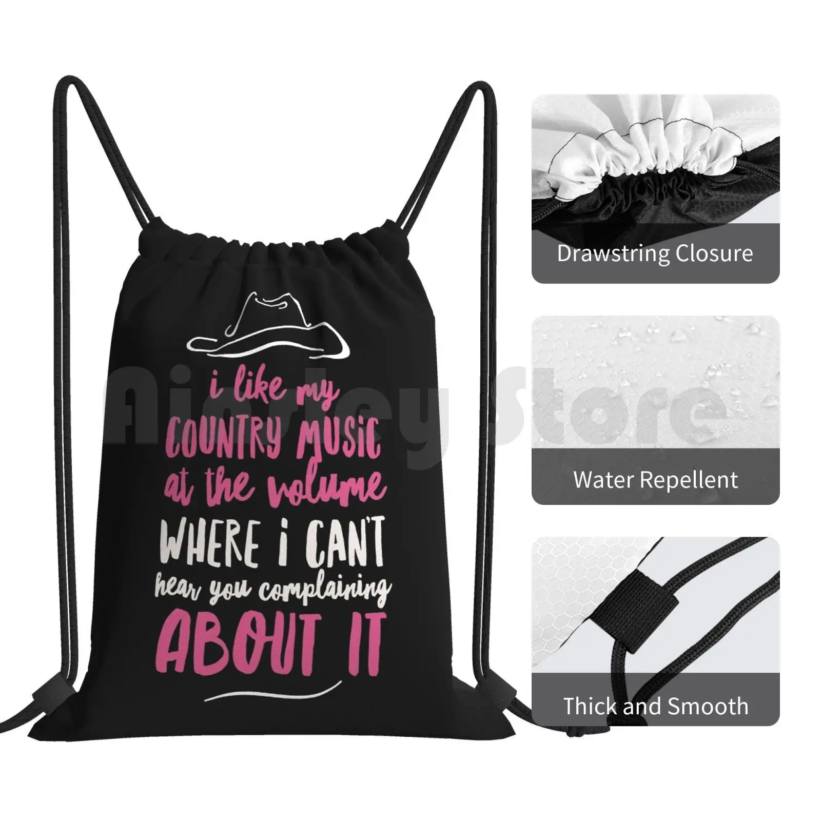 Divertente camicia di musica country per donne o uomini-Amanti della musica di campo Idea regalo-Presente di musica di campo Zaino da escursionismo all'aperto