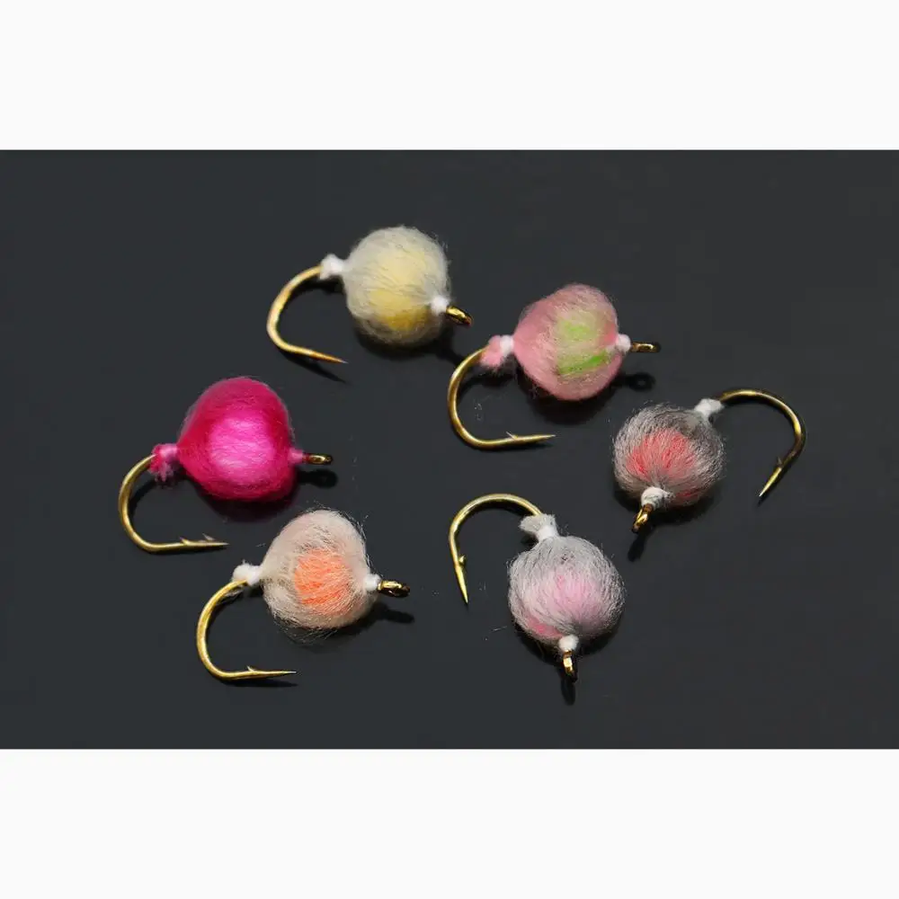 Tigofly 12 pcs/lot 6 colors realistic Nuke Egg Fly Glo Bug Fly Fishing Flies Lures Size 2#