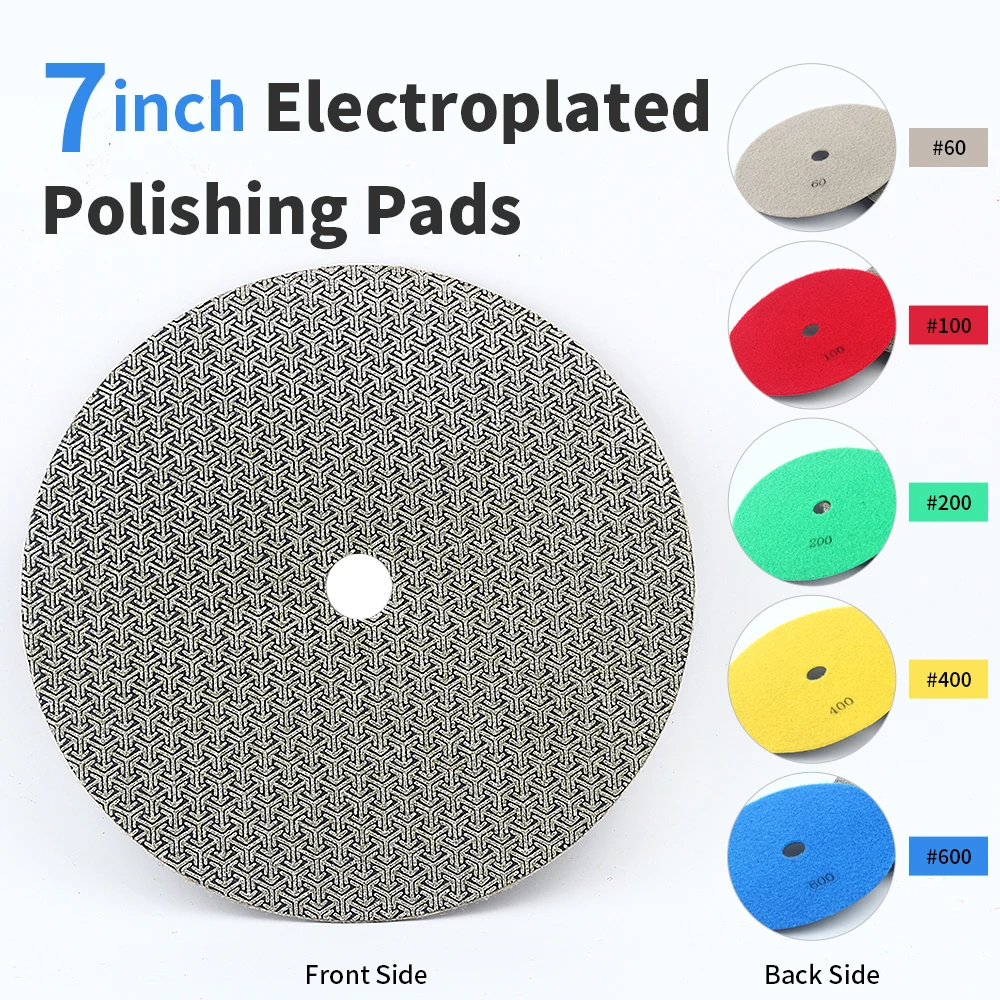 180Mm Kim Cương Mạ Điện Miếng Đánh Bóng 7 "Ướt Khô Kim Cương Nhám Giấy Nhám Để Kính Bê Tông Đá Cẩm Thạch Đá Hoa Cương Đánh Bóng Chà Nhám