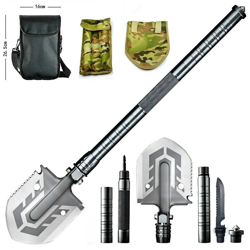 DEHONG Outdoor Multi-purpose Shovel Garden Tools Folding Military Shovel Camping Defense Security Tools