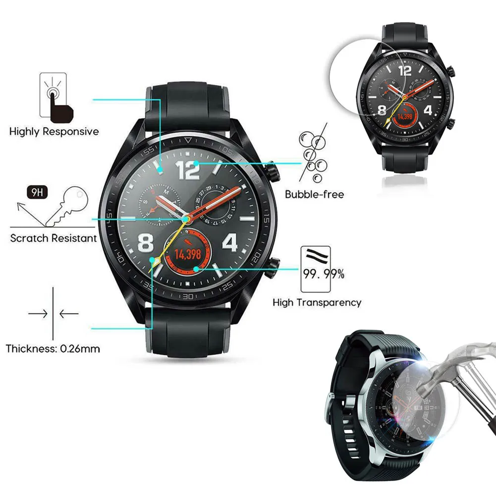 Tempered Film For Huawei Watch GT Screen Protector 2pcs Anti Explosion Transparent Protective Screen Tempered Glass Cover