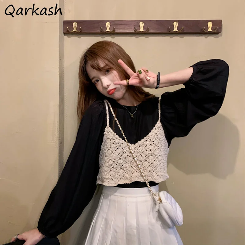 Hollow Out Design Sweater Vest Women Cropped Tops Fashion All-match Vintage Cute Harajuku Chic Slimming Korean Streetwear Solid