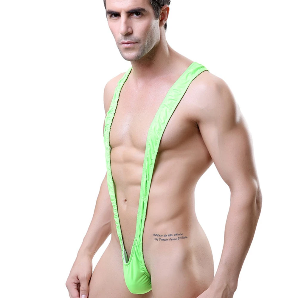 Mens Lingerie Shoulder Straps Mankini V Sling Stretch Singlet Bodysuit Men\'s panties sex underwear for