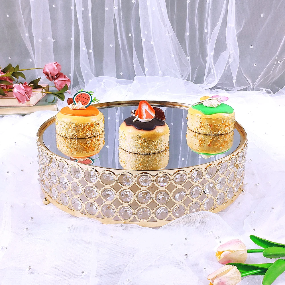 1pcs  crystal Cake Stand Restaurant Hotel Service Tray Kitchen Storage Tray Cake Decoration Tool