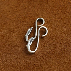 S925 sterling silver accessories retro Thai silver diy accessories feather necklace rope buckle silver hook