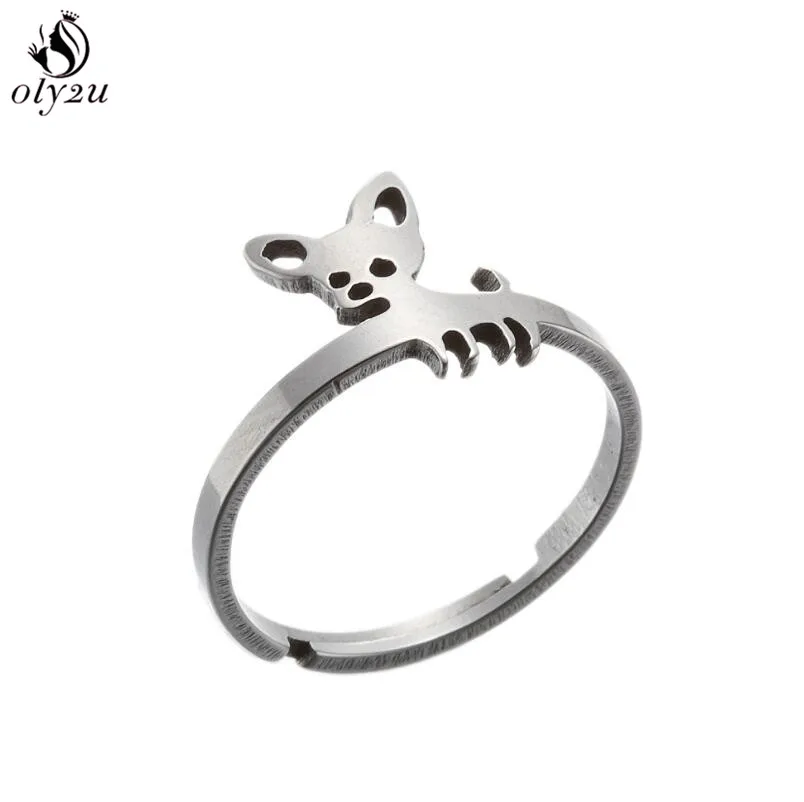 Lovely Chihuahua Dog Adjustable Rings for Women Stainless Steel Animal Dog Paw Finger Ring Trend Jewelry 2024 bague homme