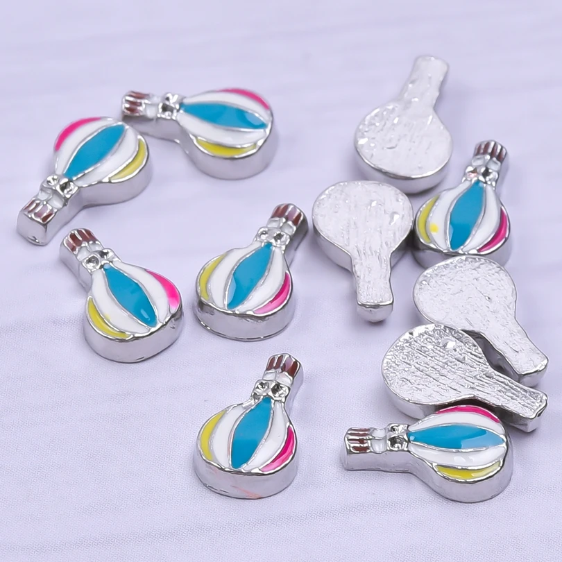 15pcs Hot Air Balloon Floating Charms For Living Lockets Pendant DIY Jewelry Making Supplies Locket Charm In Bulk Enamel Alloy