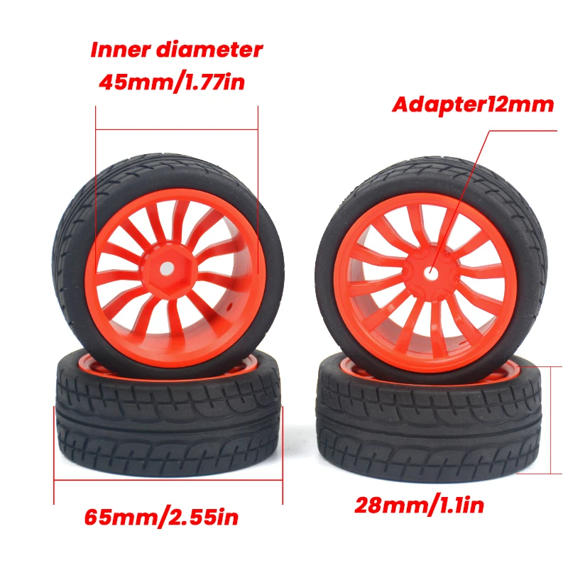 1/10 Rc Onderdelen Afstandsbediening Model Platte Sport Drift Auto Banden Wiel 12Mm 65Mm * 28Mm Adapter Pak Hsp 94123 Kersenbloesem