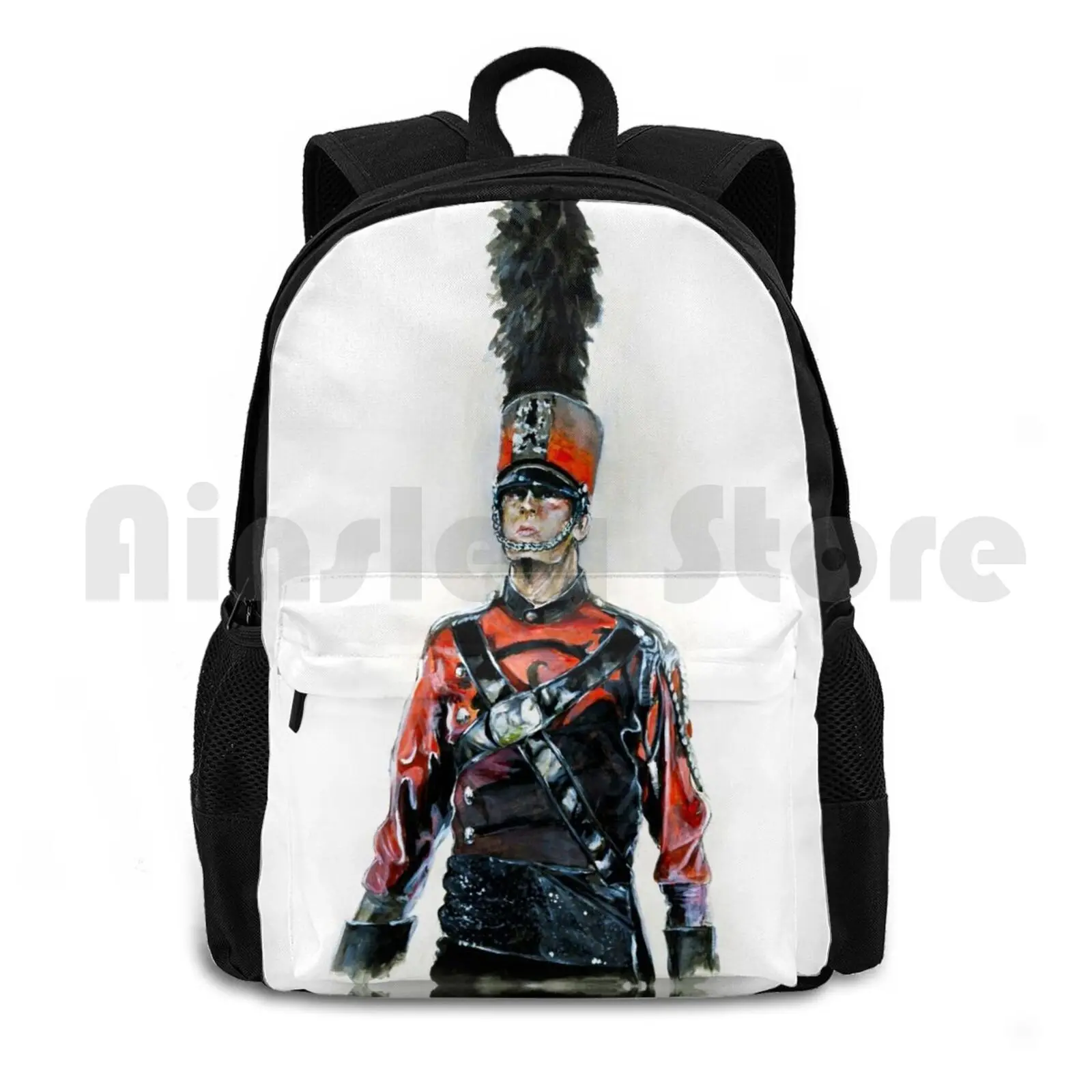 Boston Outdoor Hiking Backpack Riding Climbing Sports Bag Dci Drum Corps Marching Band Band Boston Uniform Portrait Red Black