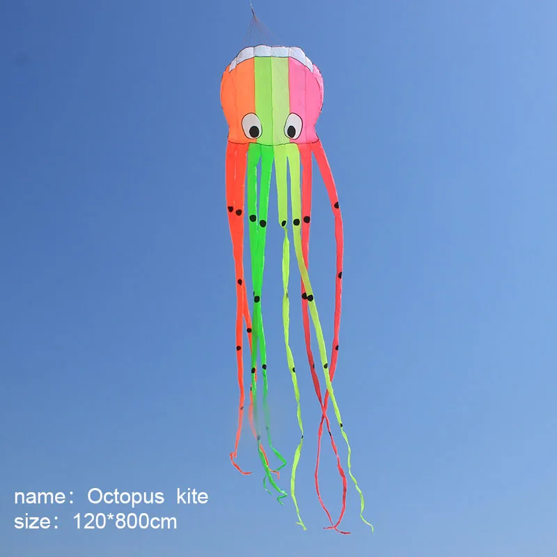 Aquilone per polpo morbido 3D da 8 m per bambini con aquiloni gonfiabili con manico mostrano aquiloni