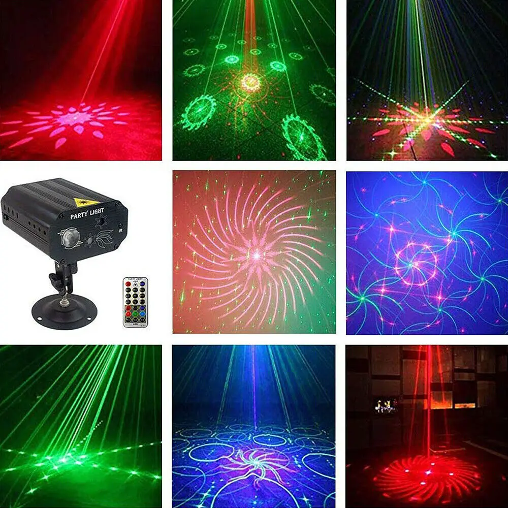 24 Patterns Mini RGB LED Laser Spotlight Disco DJ LED Stage Effect Light Bar KTV Party Projector Lamp Club Dancing Washlight
