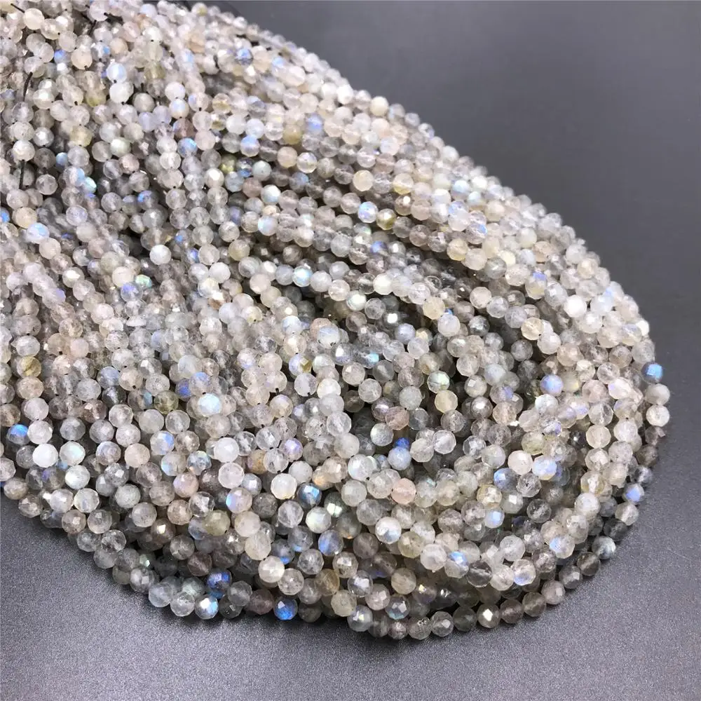 Natural Stone Labradorite Beads 2-4mm Micro Faceted Round Loose Spacer Beads for DIY Necklace Bracelet Accessries Wholesale