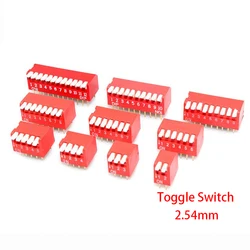 10PCS Slide Type Switch Module 1 2 3 4 5 6 7 8 9 10 12 Bit 2.54mm Position Way DIP Red Pitch Toggle Switch Red Snap Switch