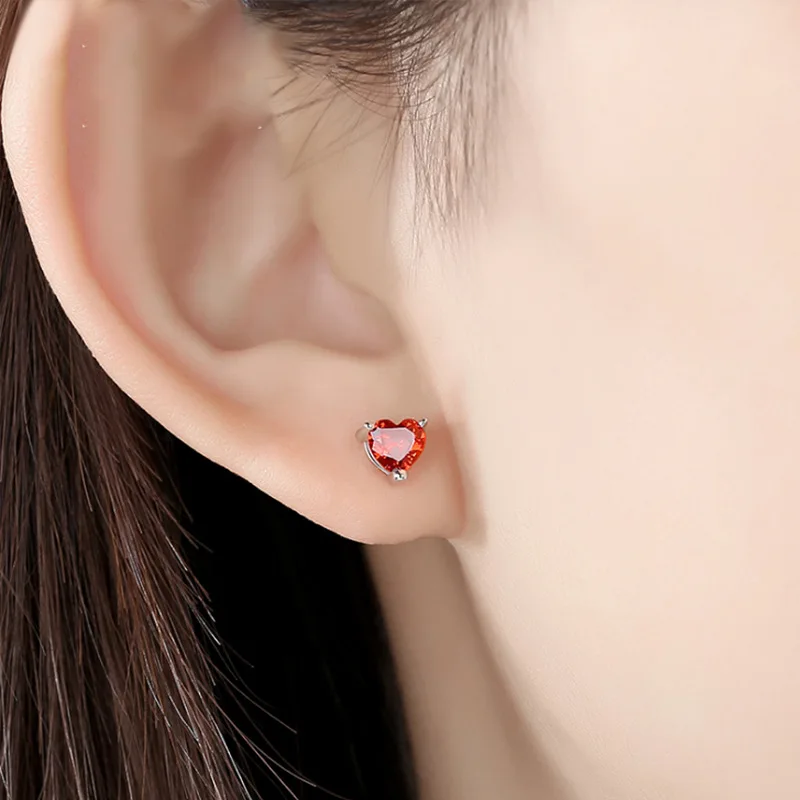 

Buyee 925 Sterling Silver Small Stud Earring Elegant NATURAL CRYSTAL Heart Earring for Women Fashion Fine Jewelry Earring