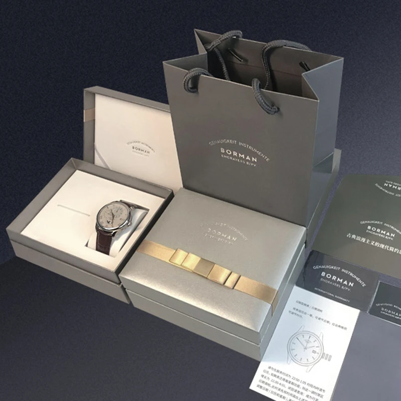 ساعة بورمان للرجال من أفضل العلامات التجارية الفاخرة باللون الذهبي الوردي من الفولاذ المقاوم للصدأ مقاومة للماء 50 متر للرجال ساعات عمل أوتوماتيكية ميكانيكية