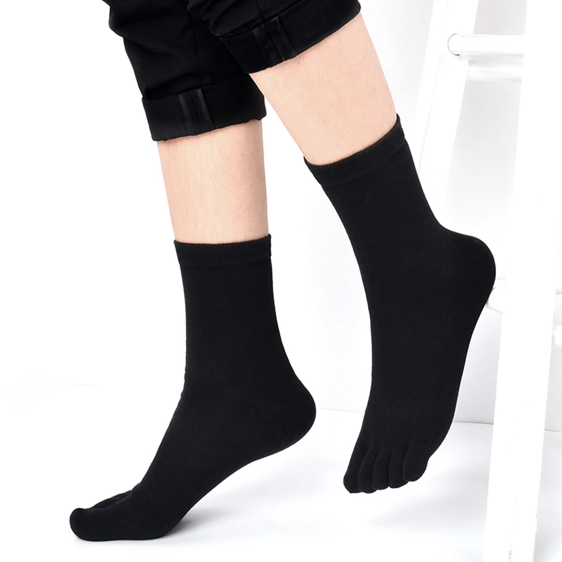 Calcetines de algodón transpirables para hombre y mujer, medias de cinco dedos para deportes, correr, Color sólido, negro, blanco, gris, azul, café, caqui