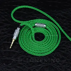 TONEKING 7N Single Crystal Copper Silver-Plated 8-strand 200-core Green 2Pin 0.78mm MMCX Earphone upgrade cable