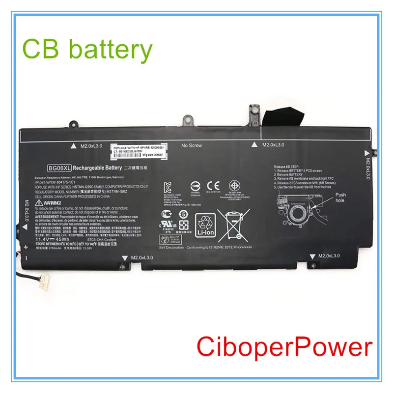 Originele Laptop Batterij BG06XL 11.4 V 45Wh Voor 1040 G3 HSTNN-IB6Z