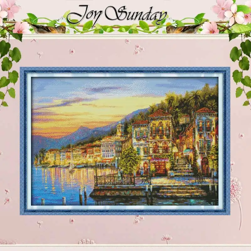 The Streetlights Scenery Patterns Counted Cross Stitch Set DIY 11CT 14CT 16CT Stamped DMC Cross-stitch Kit Embroidery Needlework