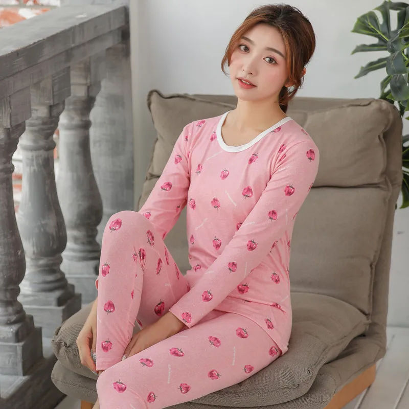 Long Johns Women for Winter Cute Women Thermal Underwear Suit Women Body Shaped Slim Ladies Intimate Sets Female Pajamas Warm