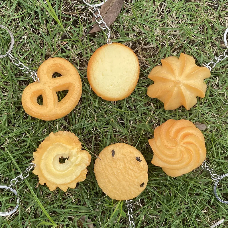 PVC Iimitation Food Cookie Key Chain Backpack Pendant Children's Toy Cute Small Gift Imitation Biscuit Model keychain