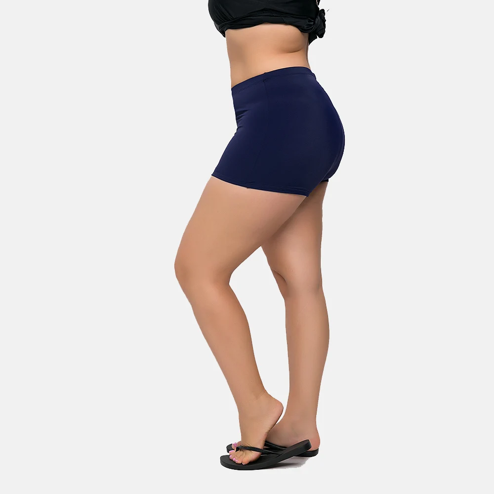 Charmo Swim Shorts for Women Plus Size Boyleg Tankini Shorts High Waist Bathing Shorts Navy Blue