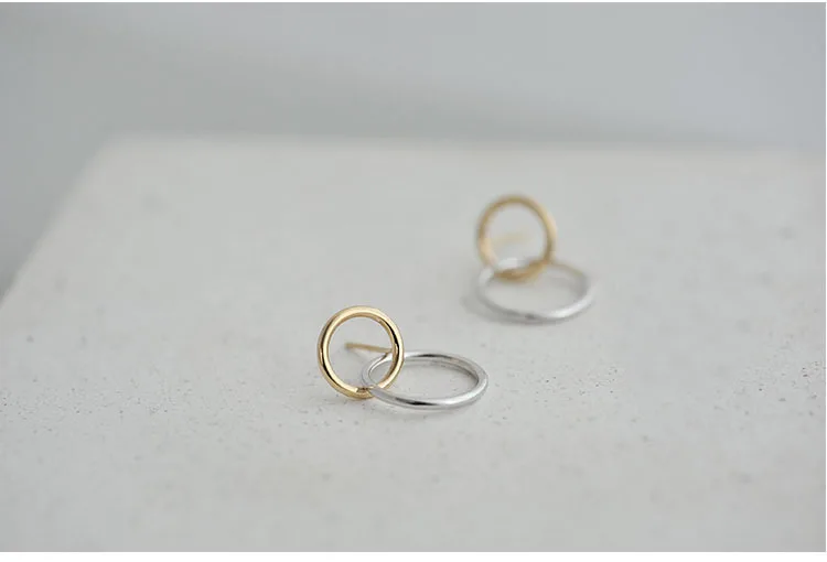 Real 925 Sterling Silver Double circular Earrings for Women Girls Gift Hot Fashion sterling-silver-jewelry Women Earrings