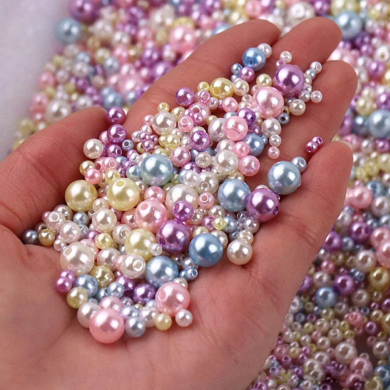 Mixed Colorful Round Artificial Pearl 3mm 4mm 5mm 6mm 8mm ABS Plastic Loose Beads Lot For Jewelry Making DIY Findings