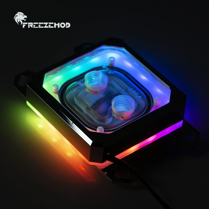 

FREEZEMOD pc CPU water cooling block Aurora diffuse light effect 2021 red copper base plate AM4. AMD-PK5E