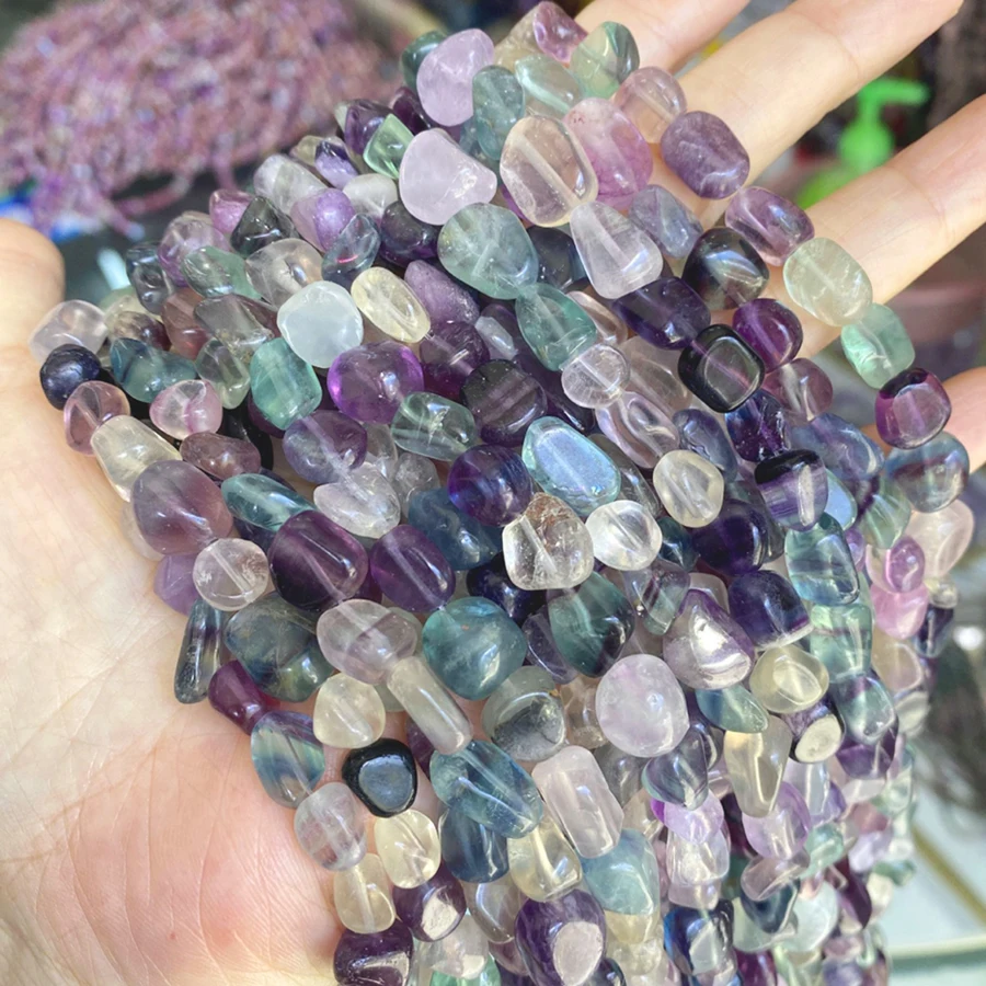 6-8mm Natual Irregular colorful fluorite quartz Stone Loose Beads For DIY Jewelry Making Bracelet Necklace Accessories 15''