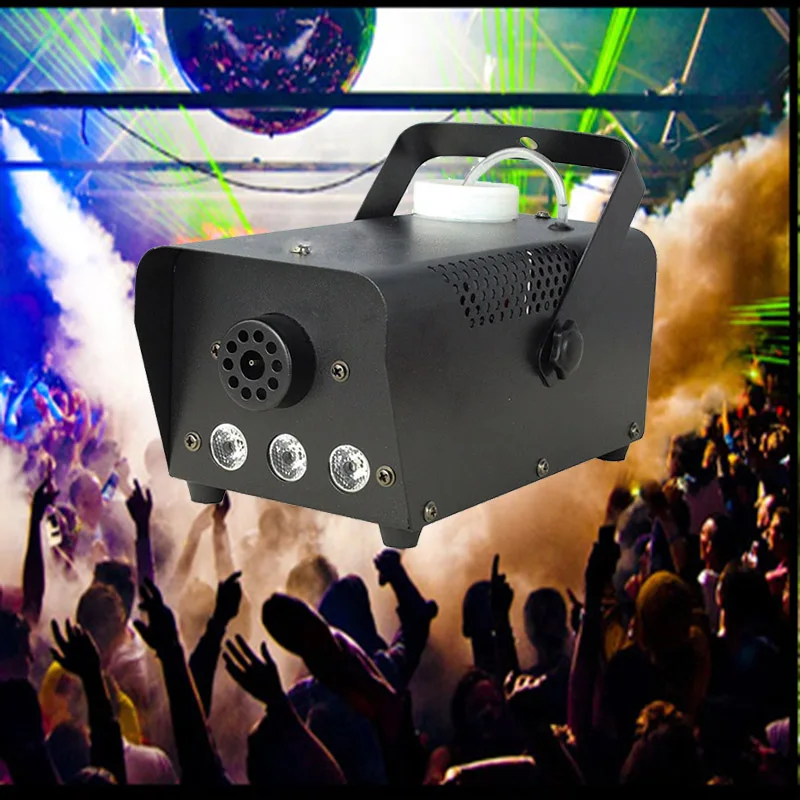 Fast shipping 500W Mini LED remote Smoke machine Disco RGB colorful fogger DJ Christmas party stage equipment fog machine