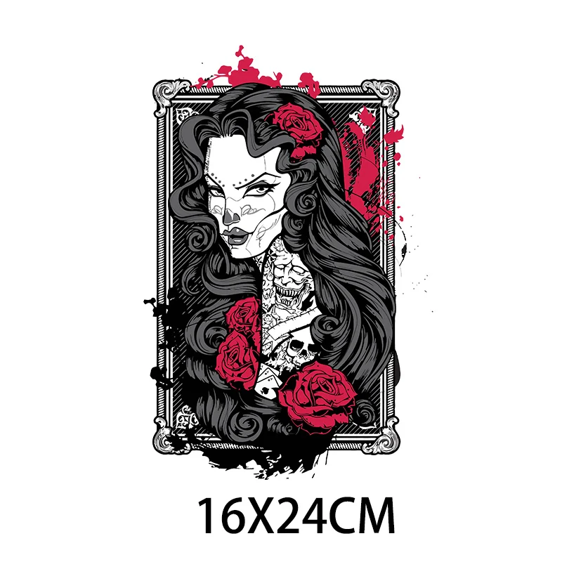 Punk Style Gothic Ghost Bride paski naklejki żelazko na plastry wrażliwe na ciepło Transfer topliwy Clothin niestandardowe Patch ubrania topy