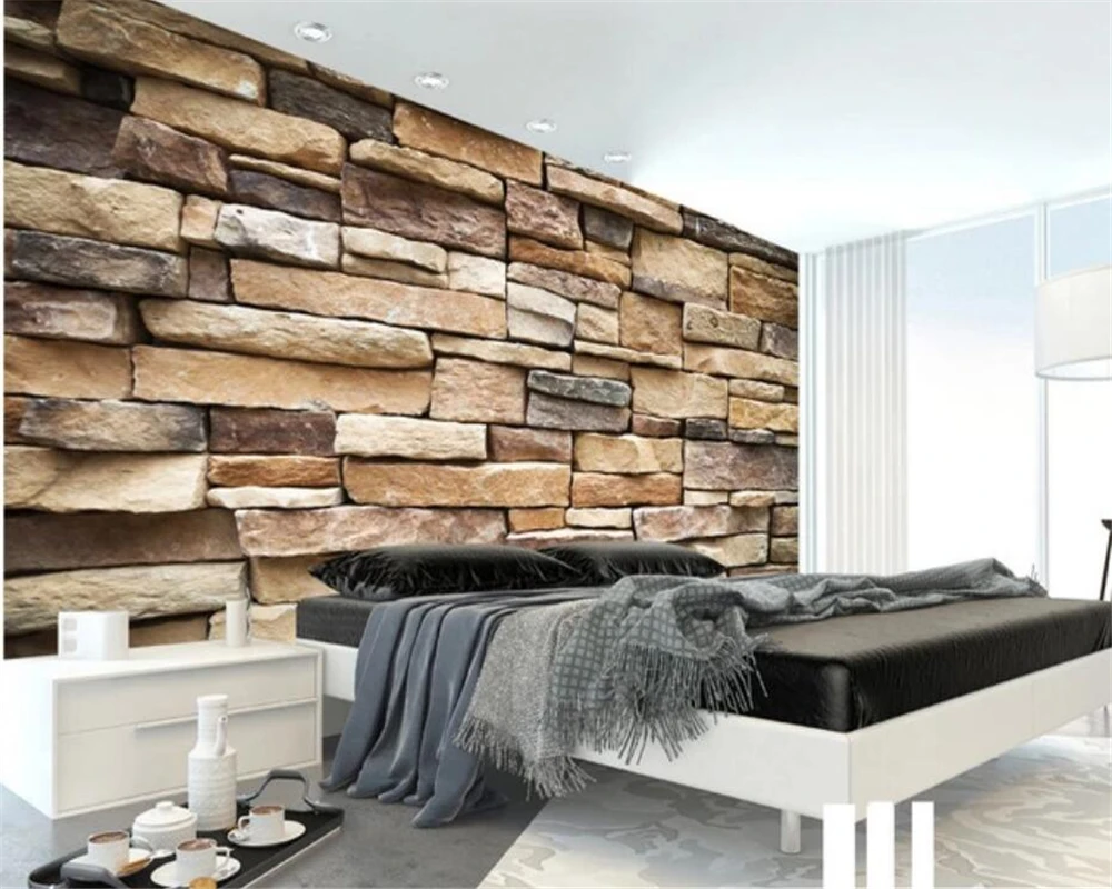 Custom wallpaper 3d mural atmospheric retro stone brick wall background wall culture stone wallpaper living room Papel de parede