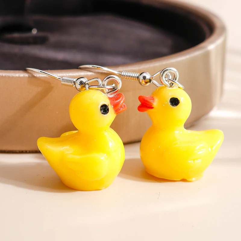 Aihua 3D Cartoon Gelbe Ente Ohrringe für Frauen Mädchen Original Niedliche Ente Tier Baumeln Ohrringe Neuheit Handgemachten Schmuck – Detail 3