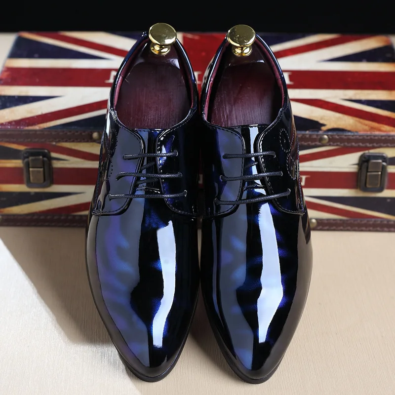 2021 Newly Men's Patent Leather Oxford Shoes Shoes Zapatos de hombre Men Formal Shoes Pointed Toe Business Wedding