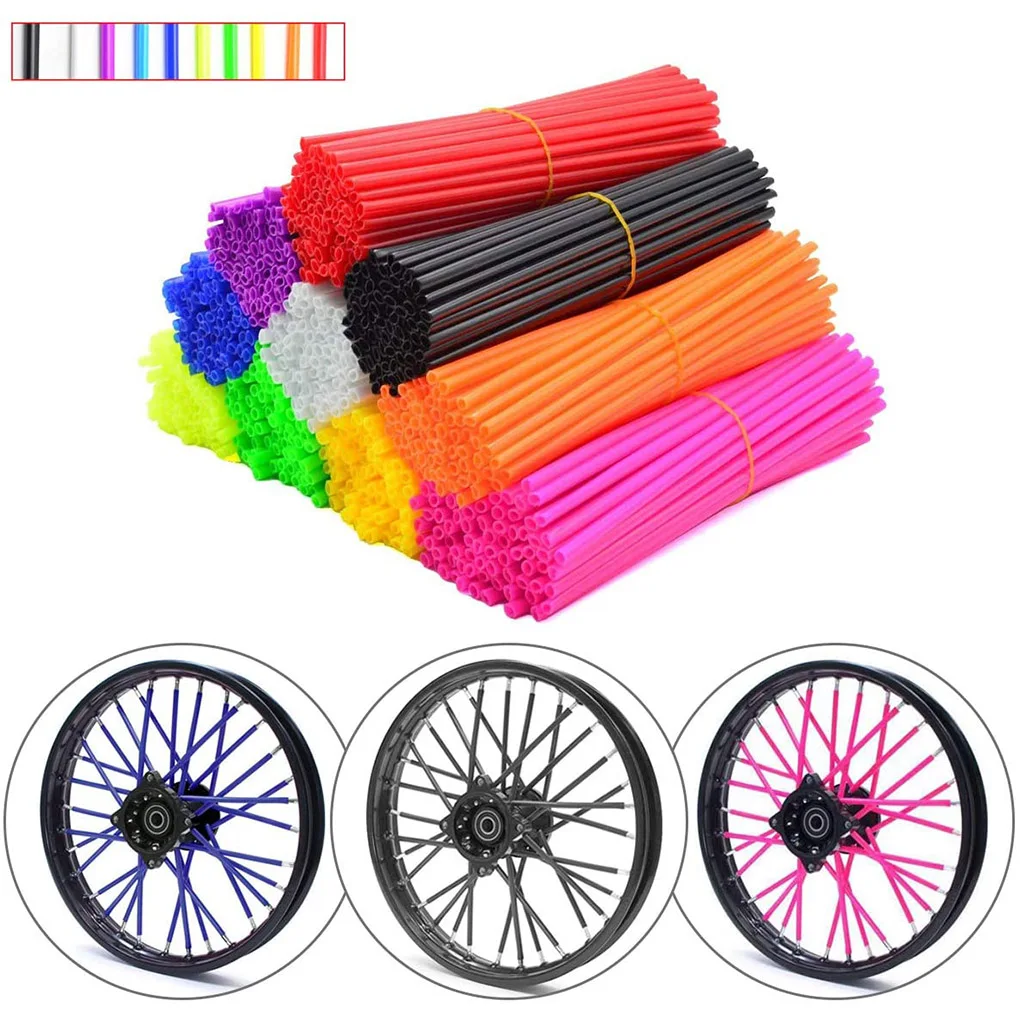 72Pcs Bike Motorcycle Wheel Spoked Protector Skin Covers Pipe For Motocross Bicycle Bike Cool Accessories 9 Colors 24CM/17CM