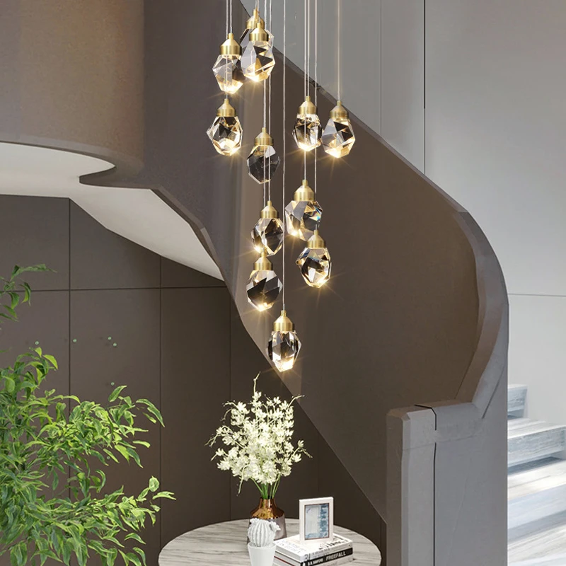 lustre nordico moderno para escada luminaria decorativa dupla com lampadas para sala de estar sala de jantar hall descanso 01