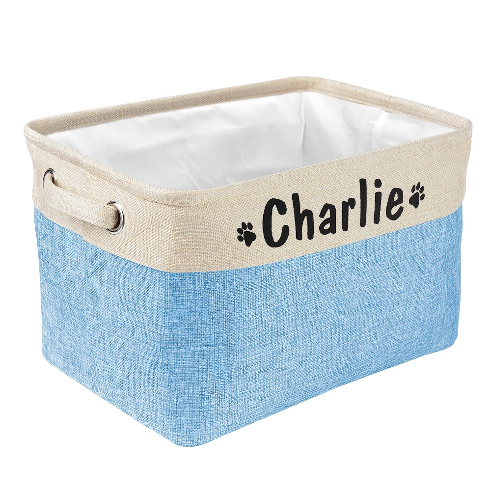 Personalized Dog Toy Basket No Smell Storage Box Free Print Name Storage Baskets For Dogs Clothes Shoes Pet Accessories With Paw