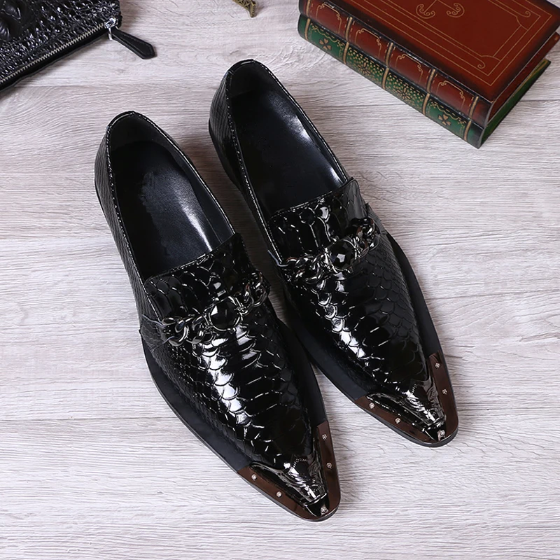 Iron toe shoes men\'s real personality custom luxury Office formal wedding original design retro casual leather shoes