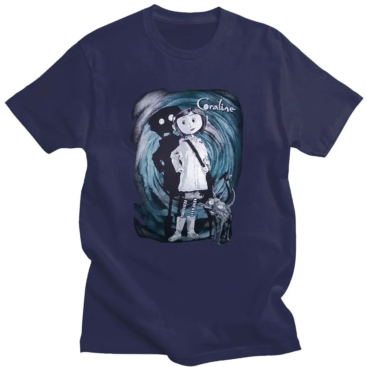 Trend Coraline T Shirt Tim Burton Neil Gaiman Nightmare Before Christmas Goth Dark Men T -Shirts Summer Style Fashion Swag Tees