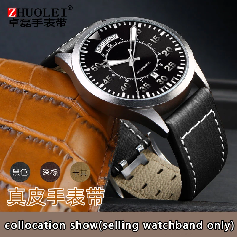 For Hamilton Khaki aviation Watch H77616533 H70615733 Watch Strap Genuine Leather jazz field Men WatchBand 20 22 Military Style