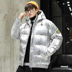 2021  Down jacket men winter new 90% white duck down coat warm wear hooded jacket windbreaker  shiny fabric high quality