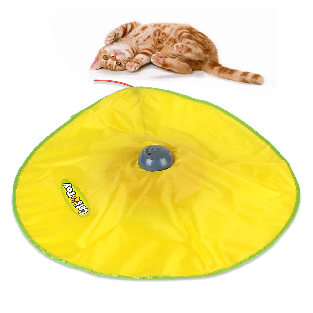 Electric Cat Toy Plate 4 Speeds Automatic Interactive Pet Toy For Cat Kitty Motion Undercover Mouse Fabric Moving Feather