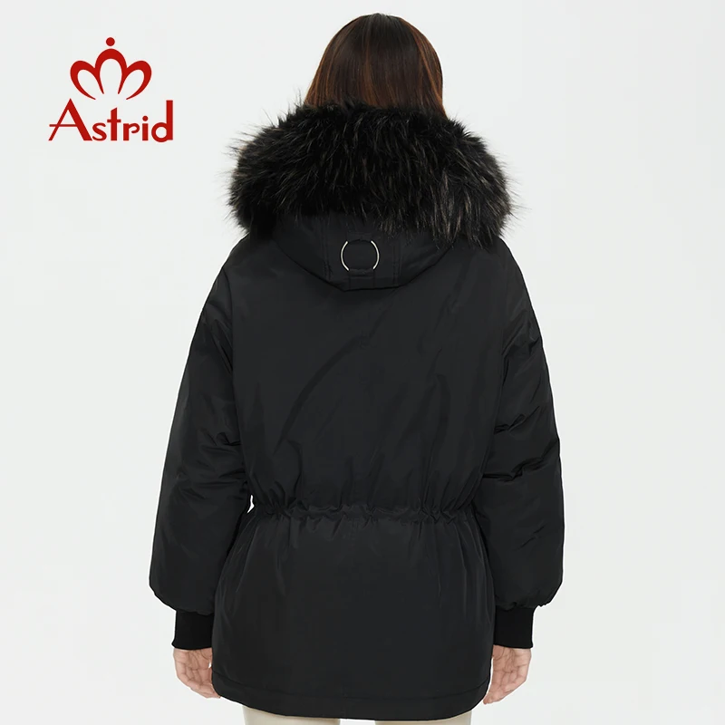 Astrid 2022 New Winter Women\'s coat women parka warm thick fashion Jacket with fox fur hood Waist drawstring female clothing