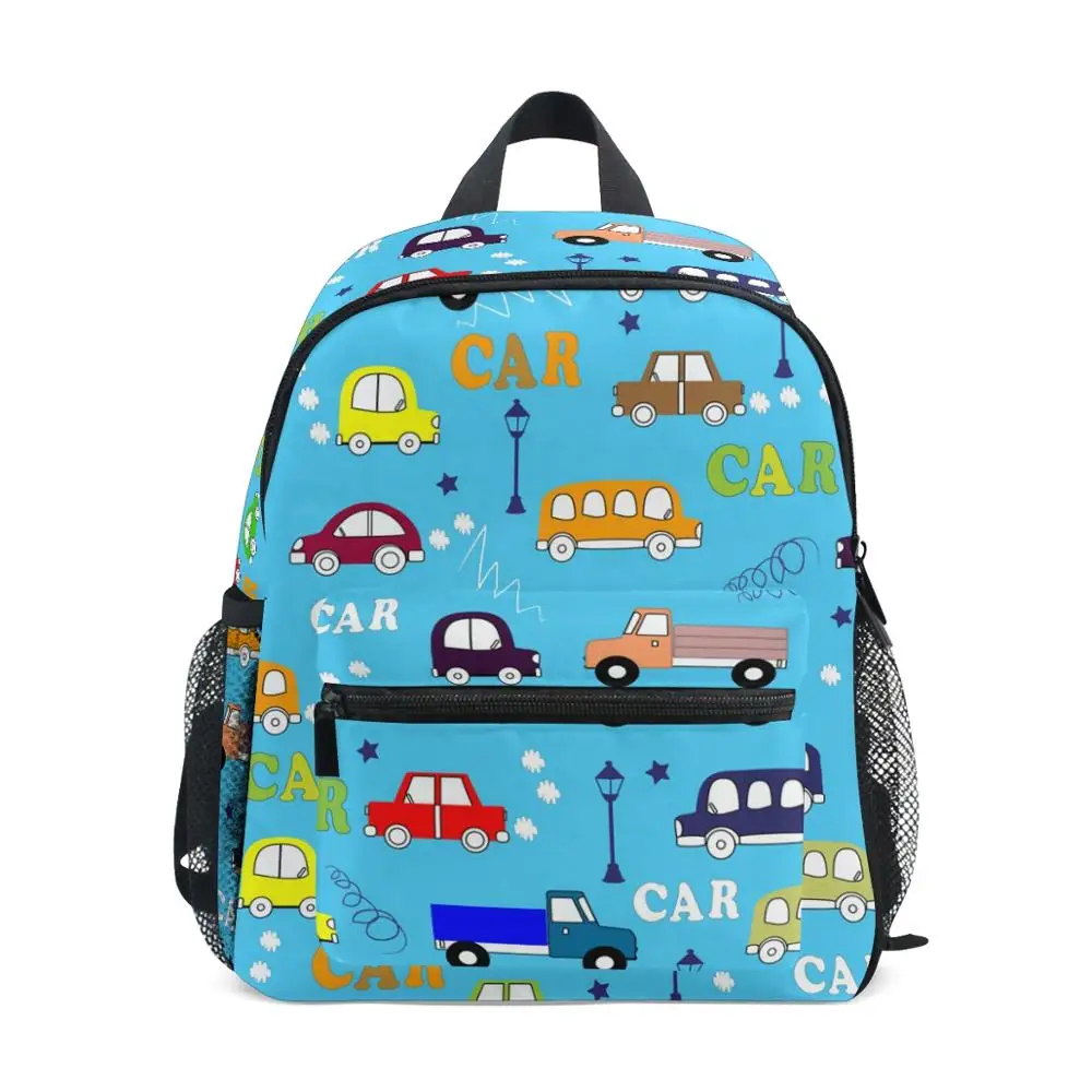 

ALAZA little girl School bag Kindergarten Preschool Bag Small Children Suitable for 3-8 years old blue Backpacks car Cartoon bag