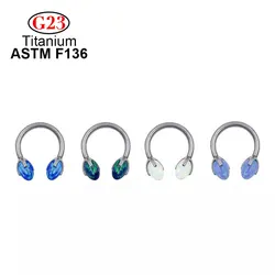 1PC Blue White Opal Hoop Nose Ring For Women Men 8mm F136 Titanium Septum Clicker Ear Helix Cartialge Tragus Piercing Jewelry